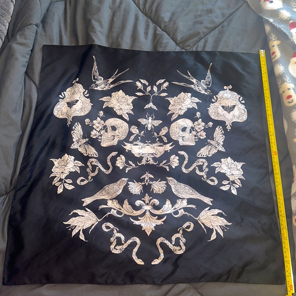 Silky Black Square Scarf